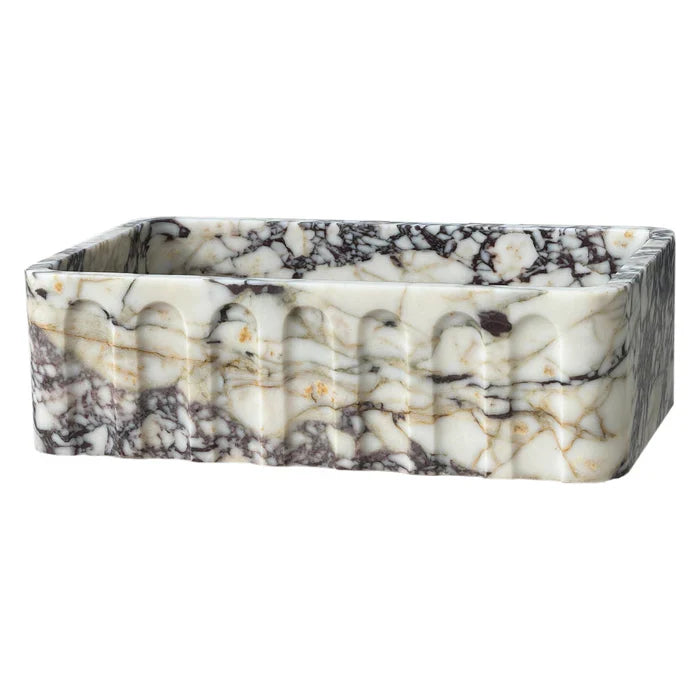 Calacatta Viola Marble Wall-mount Bathroom Vanity Sink Fluted Front (W)19.5