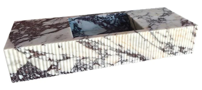 Calacatta Viola Marble Wall-mount Bathroom Vanity Sink Fluted Front (W)20