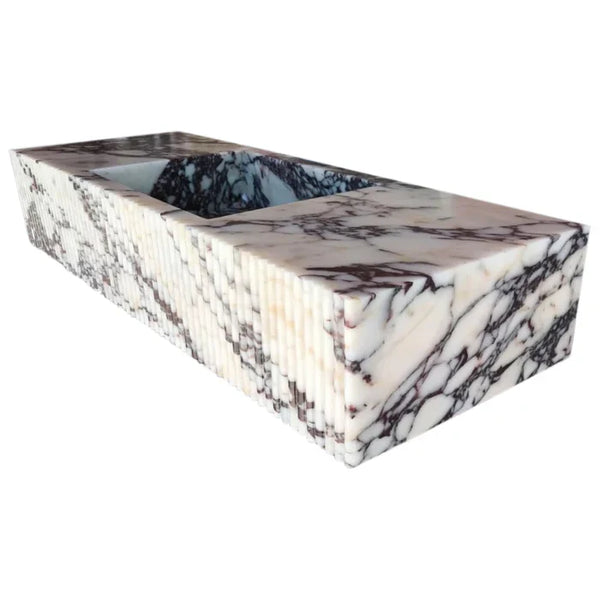 Calacatta Viola Marble Wall-mount Bathroom Vanity Sink Fluted Front (W)20