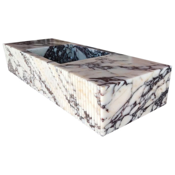 Calacatta Viola Marble Wall-mount Bathroom Vanity Sink Fluted Front (W)20