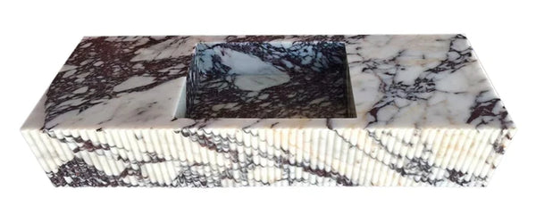 Calacatta Viola Marble Wall-mount Bathroom Vanity Sink Fluted Front (W)20