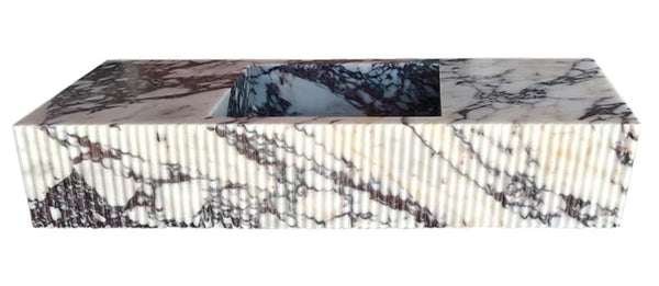 Calacatta Viola Marble Wall-mount Bathroom Vanity Sink Fluted Front (W)20