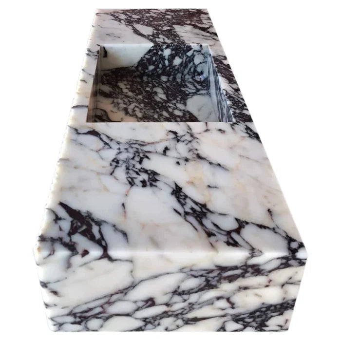 Calacatta Viola Marble Wall-mount Bathroom Vanity Sink Fluted Front (W)20