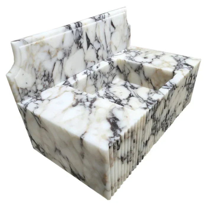 Calacatta Viola Marble Wall-mount Bathroom Vanity Sink Fluted Front (W)21