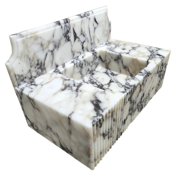 Calacatta Viola Marble Wall-mount Bathroom Vanity Sink Fluted Front (W)21