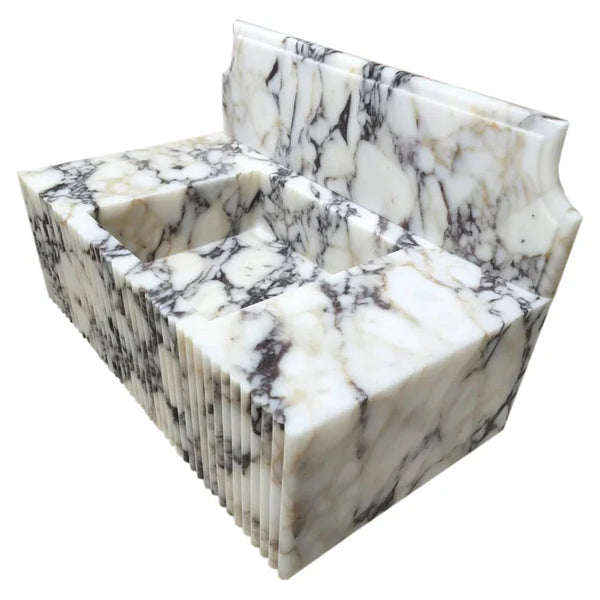 Calacatta Viola Marble Wall-mount Bathroom Vanity Sink Fluted Front (W)21