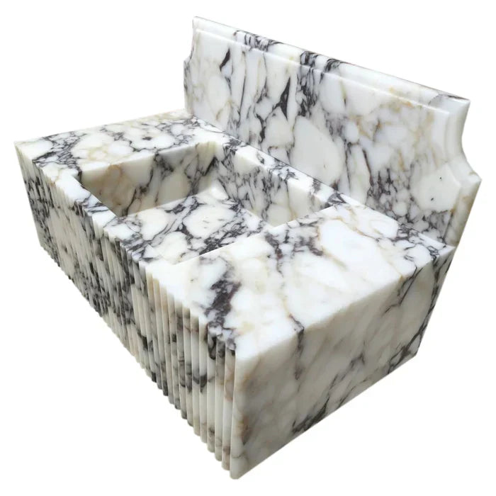 Calacatta Viola Marble Wall-mount Bathroom Vanity Sink Fluted Front (W)21
