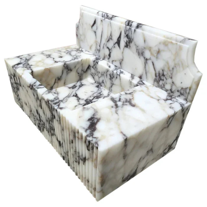 Calacatta Viola Marble Wall-mount Bathroom Vanity Sink Fluted Front (W)21