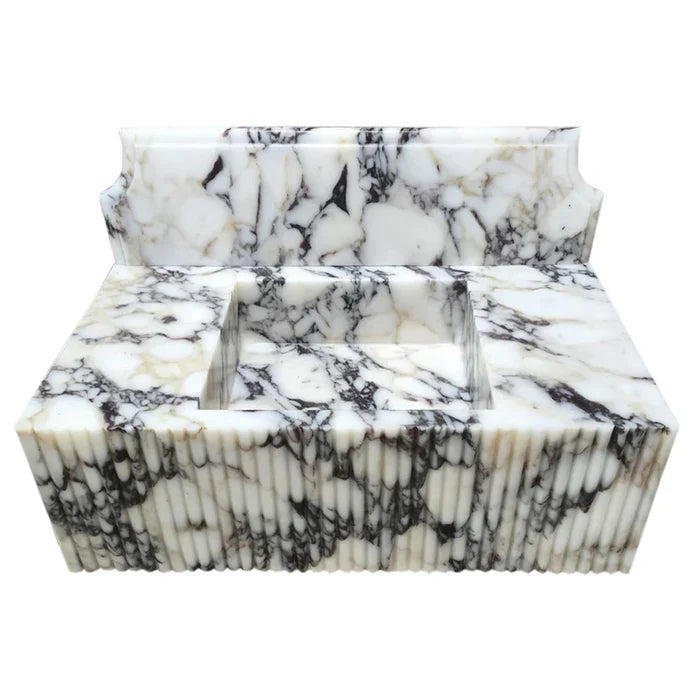 Calacatta Viola Marble Wall-mount Bathroom Vanity Sink Fluted Front (W)21