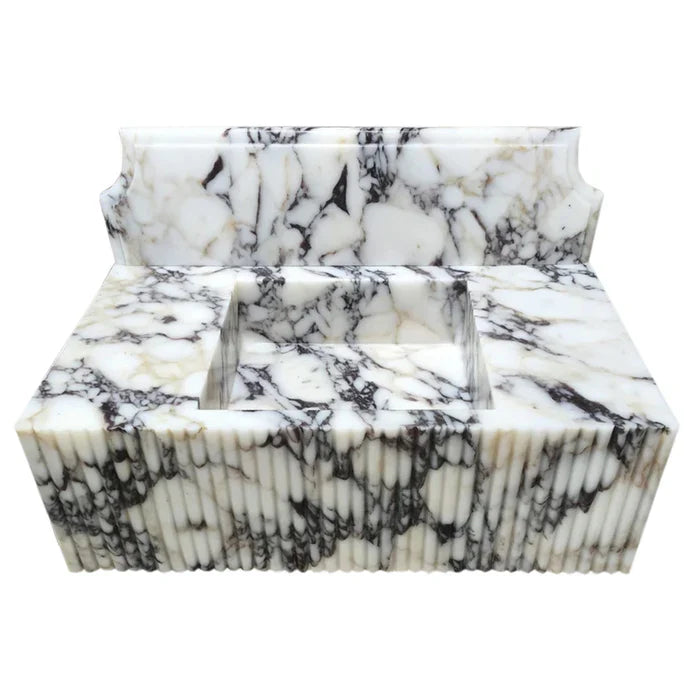 Calacatta Viola Marble Wall-mount Bathroom Vanity Sink Fluted Front (W)21