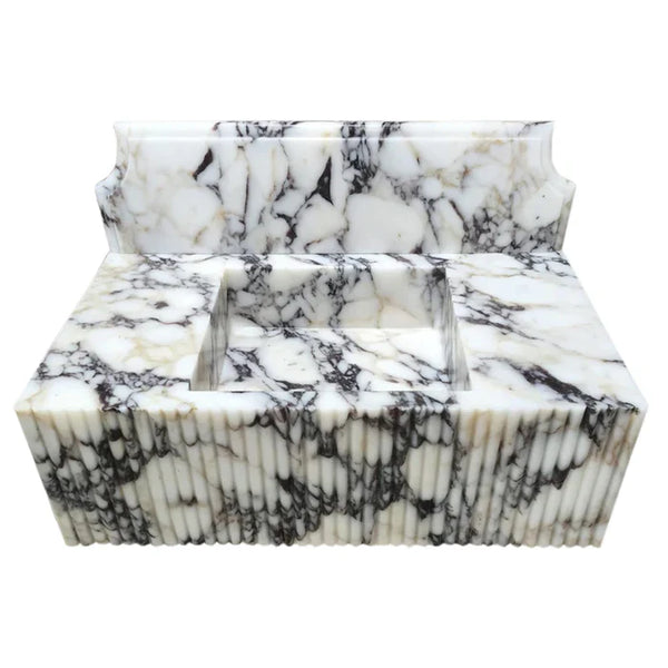 Calacatta Viola Marble Wall-mount Bathroom Vanity Sink Fluted Front (W)21