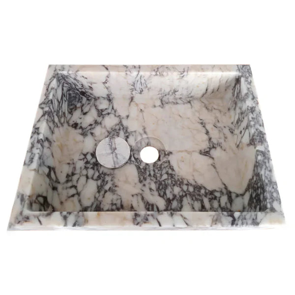 Calacatta Viola Marble Rectangular Wall-mount Bathroom Sink Drain Cap (W)14