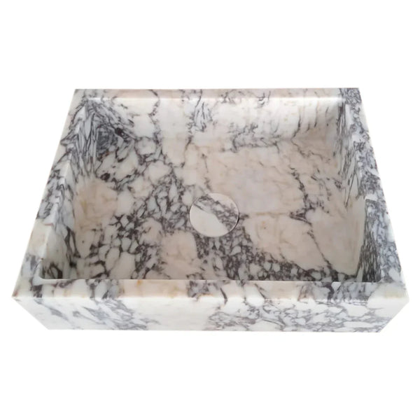 Calacatta Viola Marble Rectangular Wall-mount Bathroom Sink Drain Cap (W)14