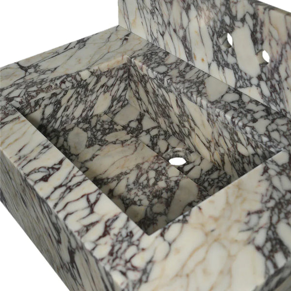 Calacatta Viola Marble Rectangular Wall-mount Bathroom Sink with 8