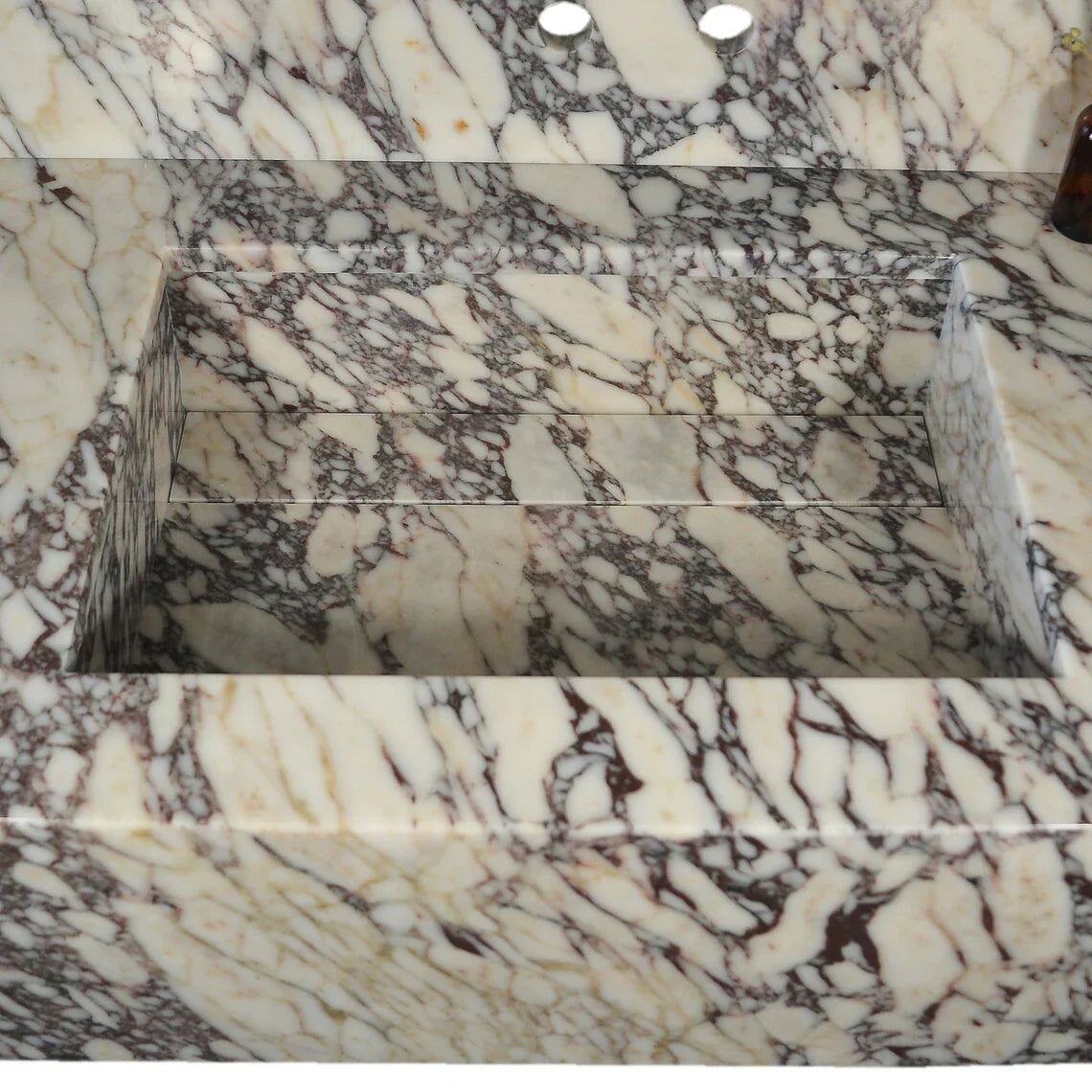 Calacatta Viola Marble Rectangular Wall-mount Bathroom Sink with 8