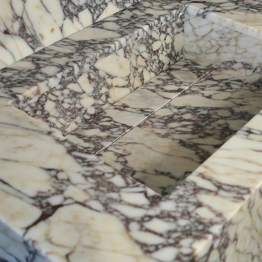 Calacatta Viola Marble Rectangular Wall-mount Bathroom Sink with 8