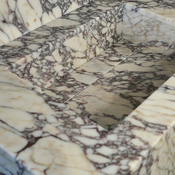 Calacatta Viola Marble Rectangular Wall-mount Bathroom Sink with 8