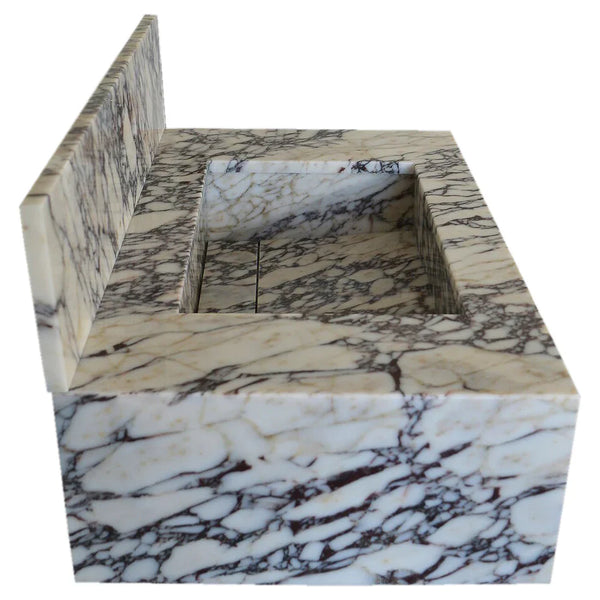Calacatta Viola Marble Rectangular Wall-mount Bathroom Sink with 8