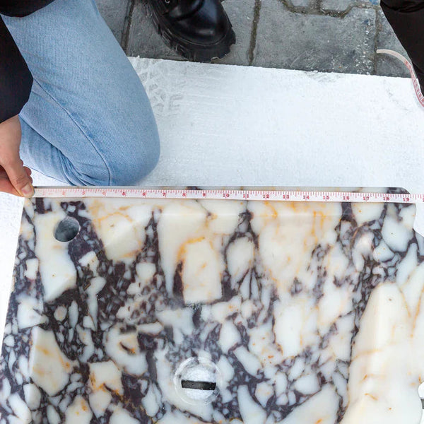 Calacatta Viola Marble Wall-mount Bathroom Corner Vanity Sink Ribbed (W)20