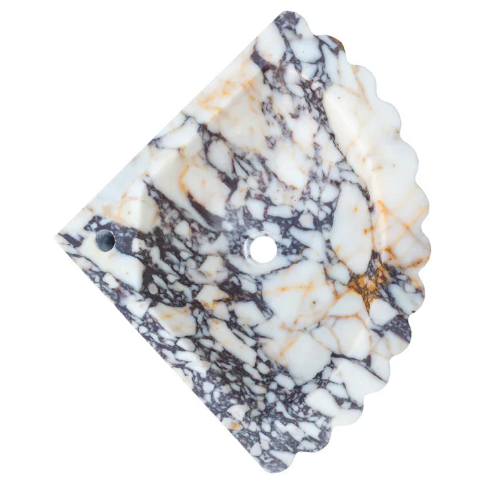 Calacatta Viola Marble Wall-mount Bathroom Corner Vanity Sink Ribbed (W)20