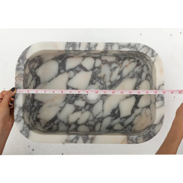 Calacatta Viola Marble Rectangular Wall-mount Bathroom Sink (W)12
