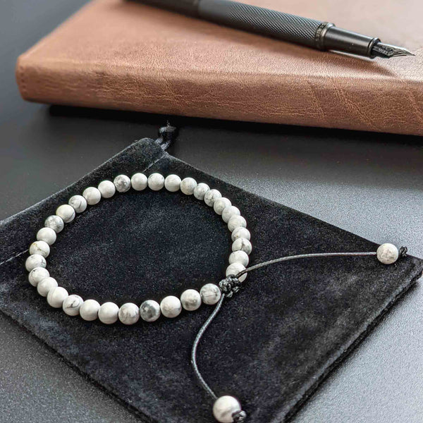 Howlite Tasbih Bracelet | Men's Misbaha - 33 Beads, 6mm