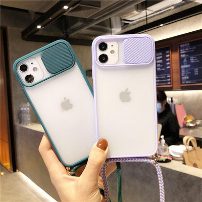 Camera Lens Protection Candy Color Phone Case  For iPhone 14 13 12 11 Pro Necklace With Long Rope Lanyard Cover Camera Lens Protector Translucent Soft Edges Colorful Transparent iphone Cover