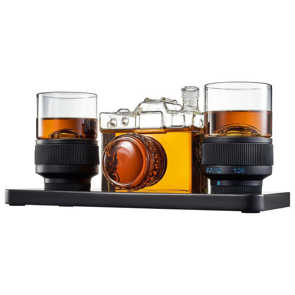 Camera Shaped Wine & Whiskey Decanter - 27.4OZ Photographer Unique Decanter Set with Beautiful Gift Box, Photo Videographer Gifts, Film Lover, Orchestra, Musicals, Image Taking Enthusiasts