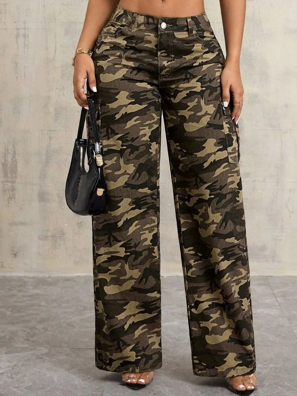 Camouflage Wide Leg Jeans