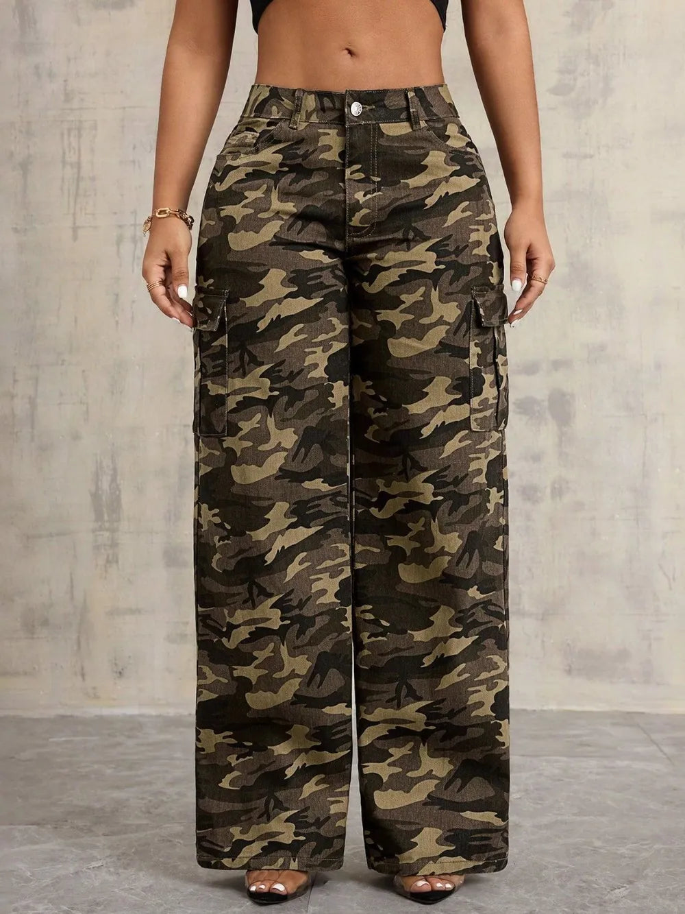 Camouflage Wide Leg Jeans