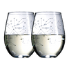Set of 2 Zodiac Sign Wine Glasses with 2 Wooden Coasters by The Wine Savant - Astrology Drinking Glass Set with Etched Constellation Tumblers for Juice, Water Home Bar Horoscope Gifts 18oz (Cancer)
