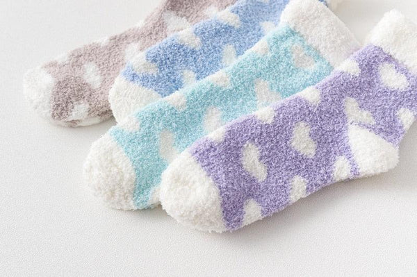 Candy Warm Lady Heart Cute Winter Kawaii Thick Casual Women Socks Fuzzy Fluffy Terry Warm Socks Short Cute Cotton Socks Winter Socks Short Socks For Men And Women