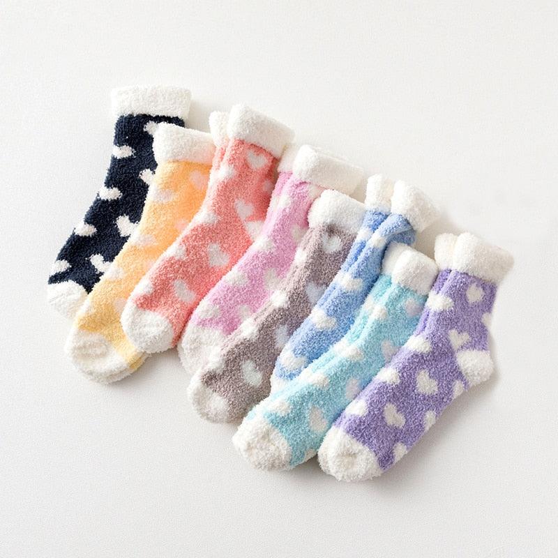 Candy Warm Lady Heart Cute Winter Kawaii Thick Casual Women Socks Fuzzy Fluffy Terry Warm Socks Short Cute Cotton Socks Winter Socks Short Socks For Men And Women