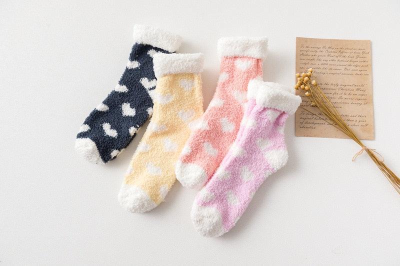 Candy Warm Lady Heart Cute Winter Kawaii Thick Casual Women Socks Fuzzy Fluffy Terry Warm Socks Short Cute Cotton Socks Winter Socks Short Socks For Men And Women