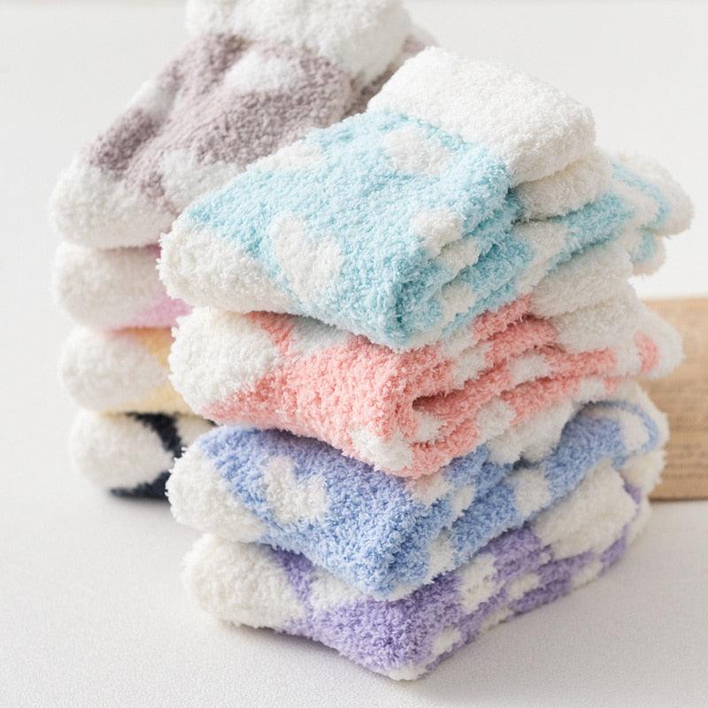 Candy Warm Lady Heart Cute Winter Kawaii Thick Casual Women Socks Fuzzy Fluffy Terry Warm Socks Short Cute Cotton Socks Winter Socks Short Socks For Men And Women
