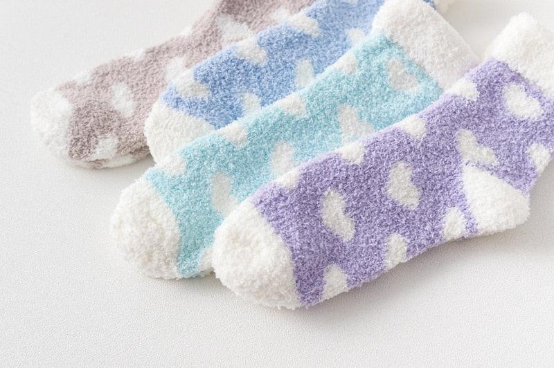 Candy Warm Lady Heart Cute Winter Kawaii Thick Casual Women Socks Fuzzy Fluffy Terry Warm Socks Short Cute Cotton Socks Winter Socks Short Socks For Men And Women