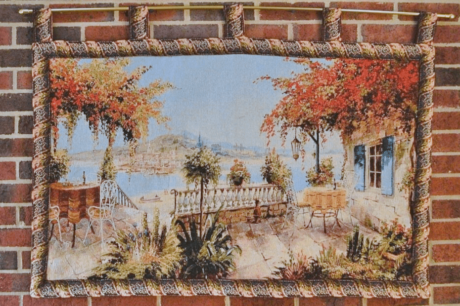 Tache Tapestry Summer Ocean View Coastal Table for Two Wall Hanging Art 28 x 47 (13571B)