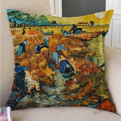 Canvas Throw Pillow Cover Famous Oil Painting Art Self Portrait Sunflower Starry Night Gallery Art Decoration Pillow Case Linen Cushion Cover Canvas Throw Pillow Cover Case for Couch Sofa Home Decoration Famous Picture Print 44x44cm