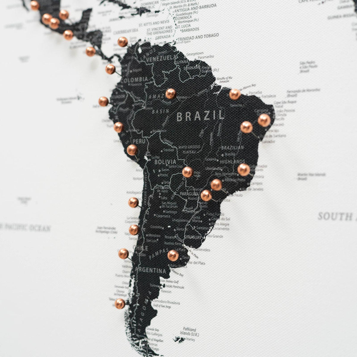 World Map on Canvas - Onyx
