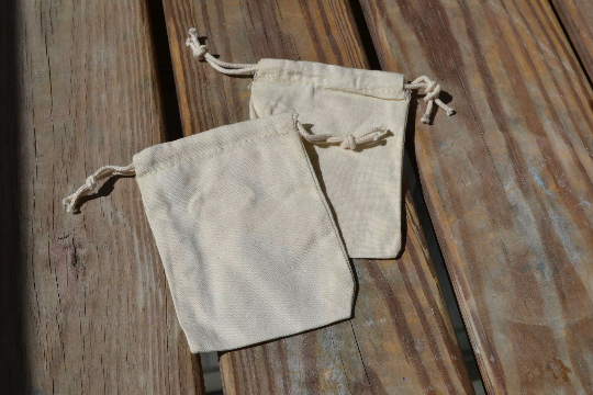 12x16 Inches Reusable Eco-Friendly Double Drawstring Cotton CANVAS Bags Natural Color