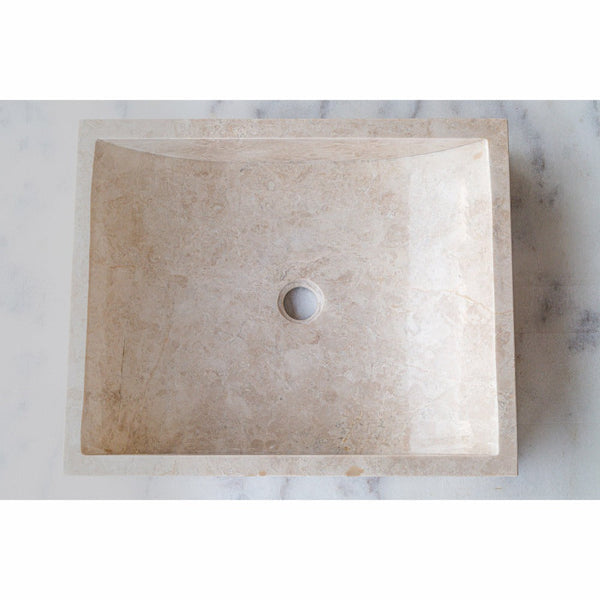 Cappuccino Beige Marble Rectangular Sink  (W)18