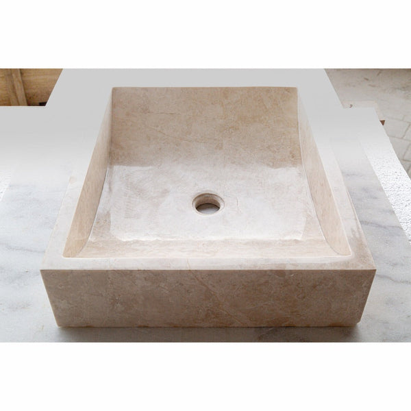 Cappuccino Beige Marble Rectangular Sink  (W)18
