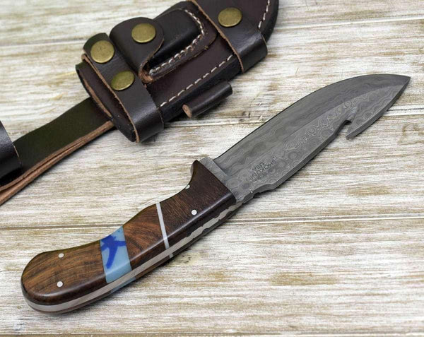 Captain Personalized Knife with Exotic Rosewood and Turquoise Handle - Gifts for You 'n Me