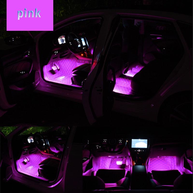 Car Interior LED Foot Sole Interior Car Lights Decoration Light Strip Car Interior Atmosphere Light Under Lighting Dashboard Waterproof Decoration Lighting Kit Bluetooth Smart LED Light Strips for Cars