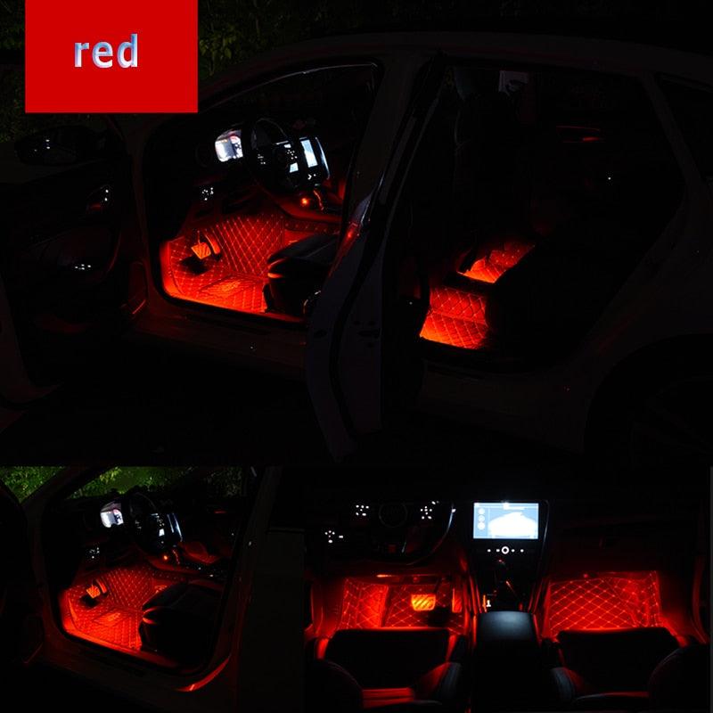 Car Interior LED Foot Sole Interior Car Lights Decoration Light Strip Car Interior Atmosphere Light Under Lighting Dashboard Waterproof Decoration Lighting Kit Bluetooth Smart LED Light Strips for Cars