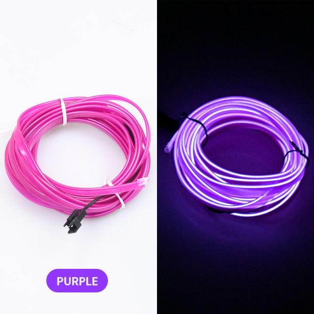 Car LED Neon Cold Light Auto Interior Atmosphere Neon Glowing Strobing Electroluminescent Wire Lights Neon Light USB 5V with Fuse Protection for Automotive Car Interior Decoration Light Refit Decoration Strips Shine Usb Cigar Lighter Driver