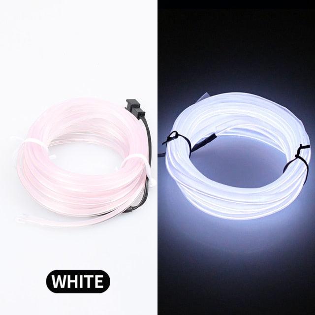 Car LED Neon Cold Light Auto Interior Atmosphere Neon Glowing Strobing Electroluminescent Wire Lights Neon Light USB 5V with Fuse Protection for Automotive Car Interior Decoration Light Refit Decoration Strips Shine Usb Cigar Lighter Driver