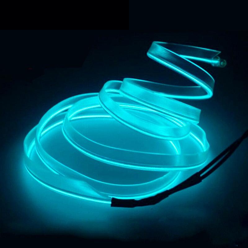 Car LED Neon Cold Light Auto Interior Atmosphere Neon Glowing Strobing Electroluminescent Wire Lights Neon Light USB 5V with Fuse Protection for Automotive Car Interior Decoration Light Refit Decoration Strips Shine Usb Cigar Lighter Driver