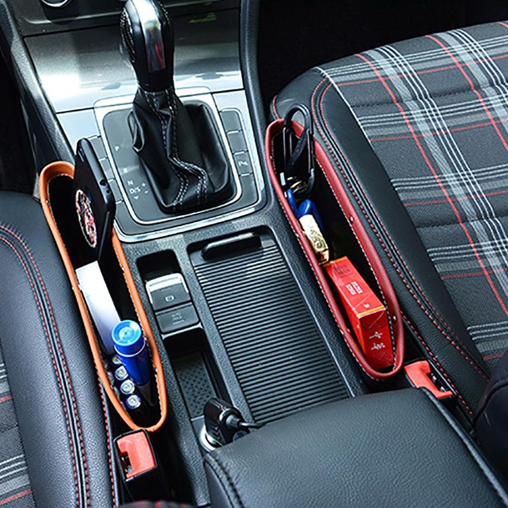 Car Organizer Storage Car Seat Slit Gap Pocket Multifunctional Driver Seat Catcher Cup Holder Car Accessories PU Leather Car Seat Gap Organizer Universal Fit Storage Pockets Adjust Set Car Seat Crevice Storage Box Helps Reduce Distracted Driving