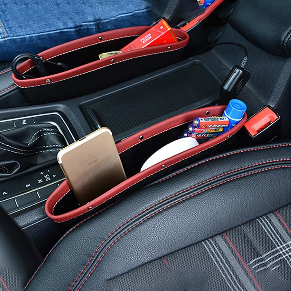 Car Organizer Storage Car Seat Slit Gap Pocket Multifunctional Driver Seat Catcher Cup Holder Car Accessories PU Leather Car Seat Gap Organizer Universal Fit Storage Pockets Adjust Set Car Seat Crevice Storage Box Helps Reduce Distracted Driving